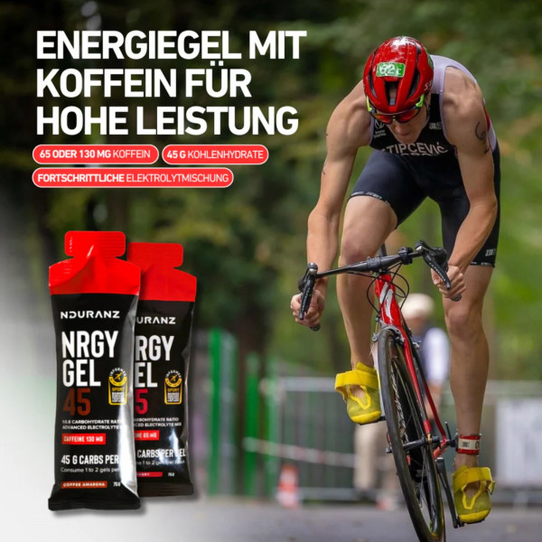 4ENDURANCE Nrgy Gel 45 Box Coffee-Cherry - Energy-Gel mit 130 mg Koffein (16 x 75 g)