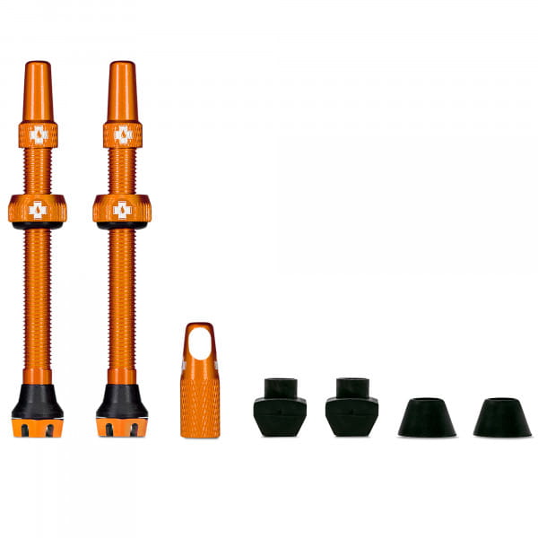 Muc-Off Tubeless Universelles Ventil-Kit V2 60 mm für MTB & Rennräder - Orange