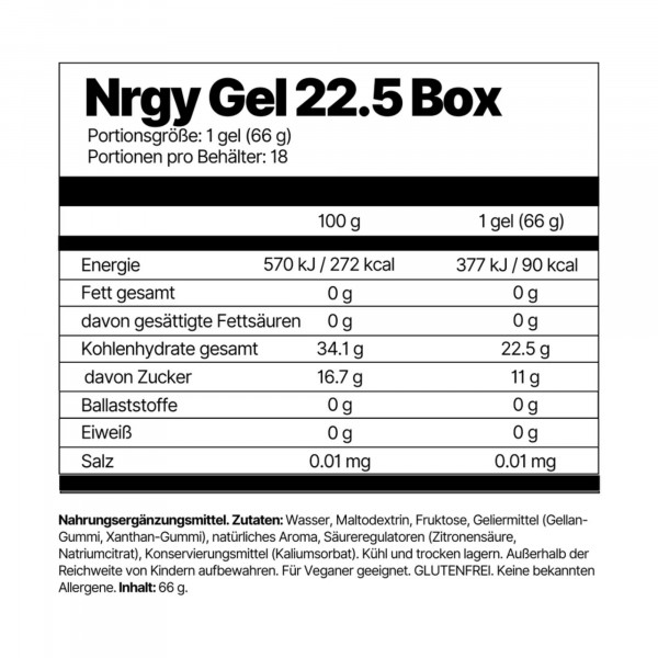 4ENDURANCE Nrgy Gel 22,5 Box Lemon (18 x 66 g)