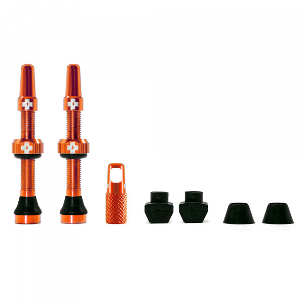 Muc-Off Tubeless Universelles Ventil-Kit 60 mm für MTB & Rennräder - Orange