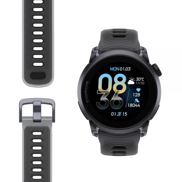 COROS PACE 4 GPS-Sportuhr Premiumversion mit Aluminiumgehäuse & Silikonband - Crystal Black