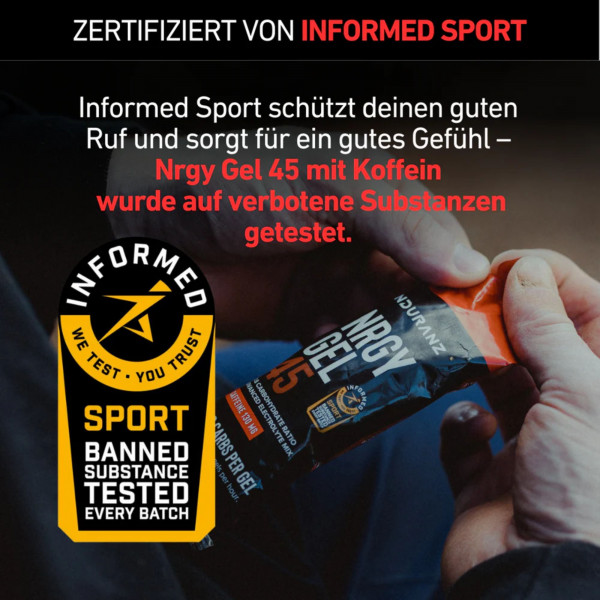4ENDURANCE Nrgy Gel 45 Box Coffee-Cherry - Energy-Gel mit 130 mg Koffein (16 x 75 g)