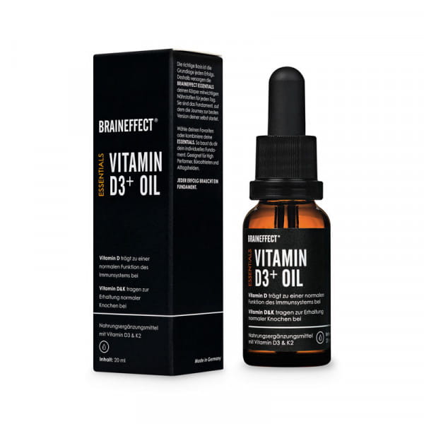BRAINEFFECT Essentials Vitamin D3 + K2 Öl - Nahrungsergänzungsmittel, 20 ml
