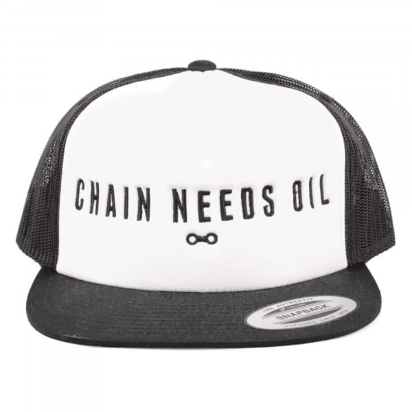 [REFURBISHED] Chain Needs Oil Trucker Cap - Schwarz-Weiß, Einheitsgröße