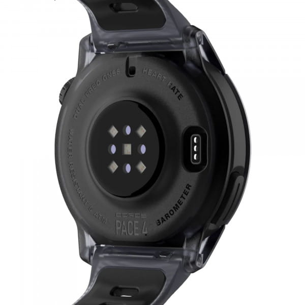 COROS PACE 4 GPS-Sportuhr Premiumversion mit Aluminiumgehäuse & Silikonband - Crystal Black