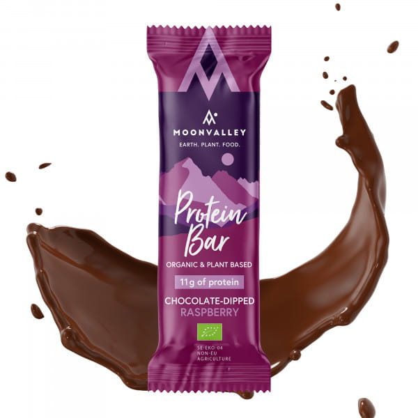 Moonvalley Organic Protein Bar - Bio-Proteinriegel Chocolate-Dipped Raspberry (18 x 60 g)