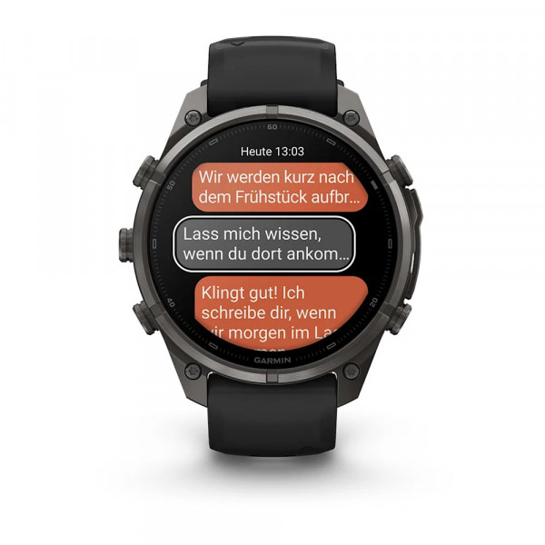 Garmin fēnix 9 Pro – inReach 47 mm Carbongrau DLC-Titan / Schwarz-Kieselgrau