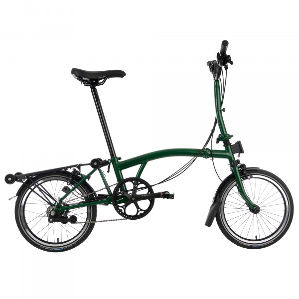 Brompton C Line Explore mit Standard-Sattelstütze und Rack - British Racing Green