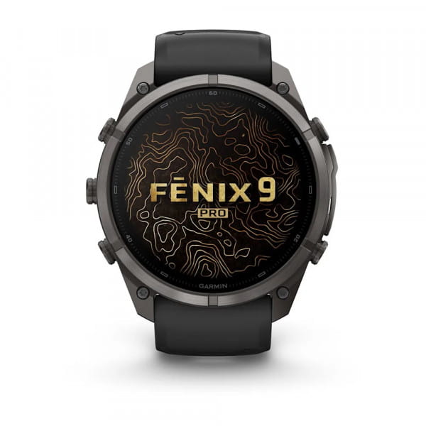 Garmin fēnix 9 Pro – inReach 51 mm Carbongrau DLC-Titan / Schwarz-Kieselgrau
