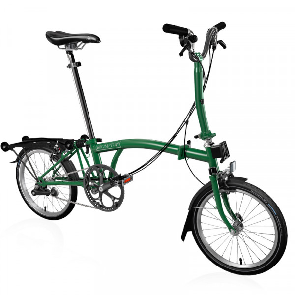 Brompton C Line Explore mit Teleskop-Sattelstütze und Rack - British Racing Green