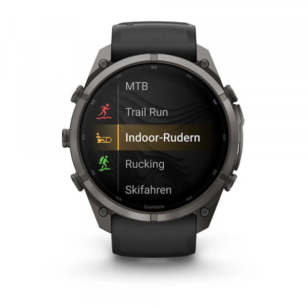 Garmin fēnix 9 Pro – inReach 51 mm Carbongrau DLC-Titan / Schwarz-Kieselgrau