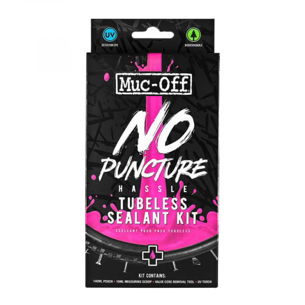 Muc-Off NO Puncture Hassle 140ml Dichtmilch Kit für Tubeless-Reifen und Schlauchreifen
