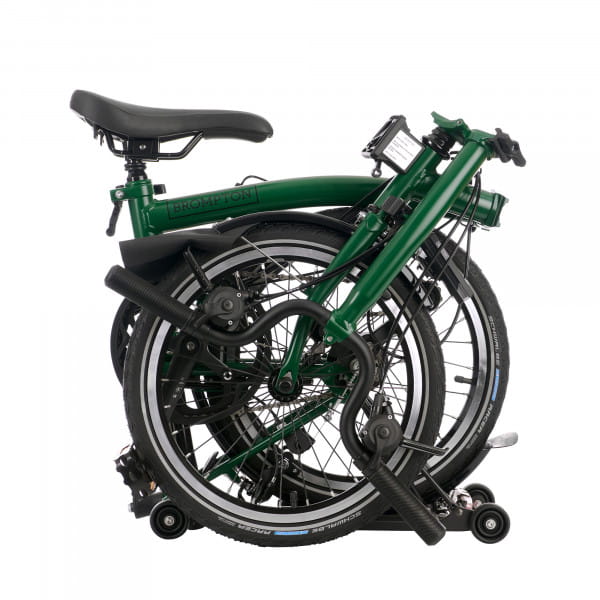 Brompton C Line Explore mit Standard-Sattelstütze und Rack - British Racing Green