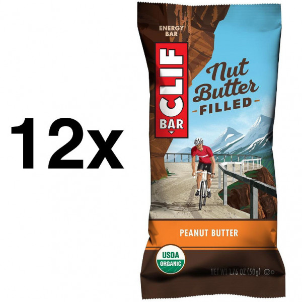 12x Clif Bar Energieriegel Nut Butter Filled Peanut Butter Erdnussbutter im praktischen Karton