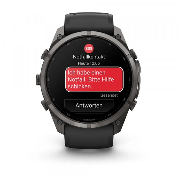 Garmin fēnix 9 Pro – inReach 51 mm Carbongrau DLC-Titan / Schwarz-Kieselgrau