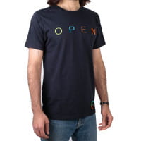 OPEN T-Shirt Navy mit OPEN-Logos - Blau