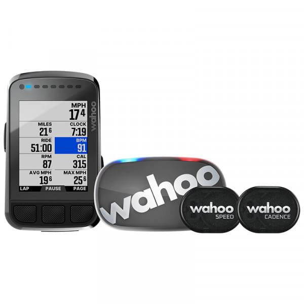 Wahoo ELEMNT BOLT V2 Schwarz Bundle - Set aus GPS-Fahrradcomputer + Tickr 2 Stealth Herzfrequenzmess
