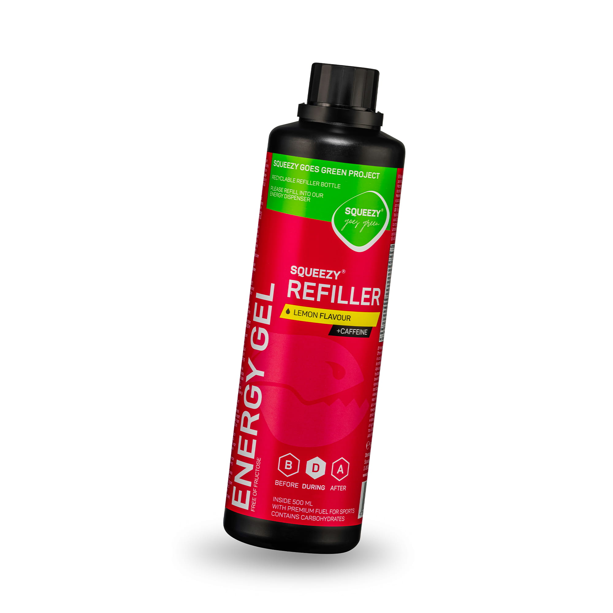 SQUEEZY Energy Gel Refiller Zitrone Koffein 500 Ml Gels Squeezy energy gel refiller zitrone koffein 500 ml gels