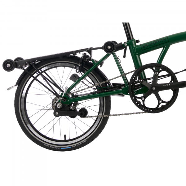 Brompton C Line Explore mit Standard-Sattelstütze und Rack - British Racing Green