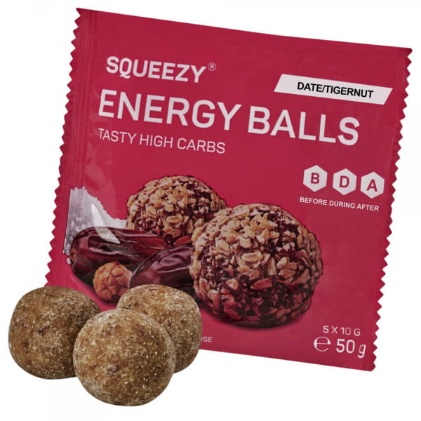 SQUEEZY Energy Balls Kohlenhydrat-Energie-Bällchen (10 x 50 g)