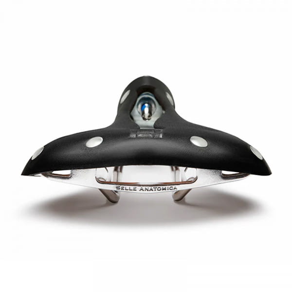 [REFURBISHED] Selle Anatomica H2 Leder-Fahrradsattel Schwarz / Silber