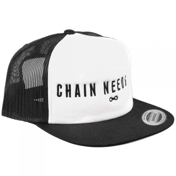 [REFURBISHED] Chain Needs Oil Trucker Cap - Schwarz-Weiß, Einheitsgröße