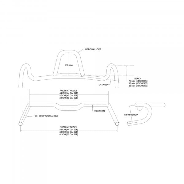 Redshift Sports Kitchen Sink Handlebar Drop Bar + Loop Gravel-Lenker mit Aero-Auflieger
