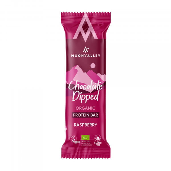 Moonvalley Organic Protein Bar Chocolate-Dipped - Raspberry Box (12 x 50 g)