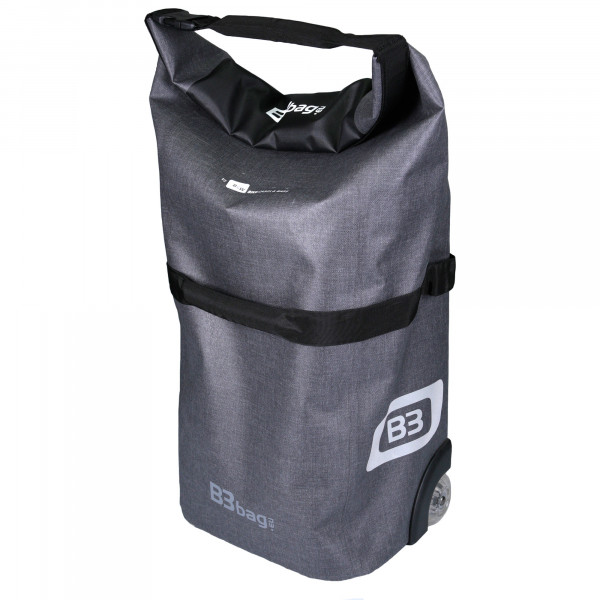 2in1 B&W B3 Bag Trolley + wasserdichte Fahrrad Gepäckträgertasche (Trunk Bag) grau