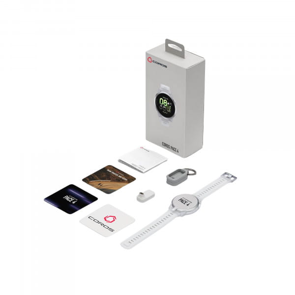 COROS PACE 4 GPS-Sportuhr Premiumversion mit Aluminiumgehäuse & Silikonband - Cloud White