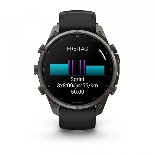 Garmin fēnix 9 Pro – inReach 47 mm Carbongrau DLC-Titan / Schwarz-Kieselgrau