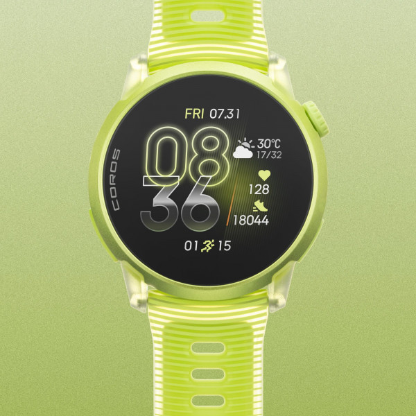 COROS PACE 4 GPS-Sportuhr Premiumversion mit Aluminiumgehäuse & Silikon-Armband - Neon Yellow