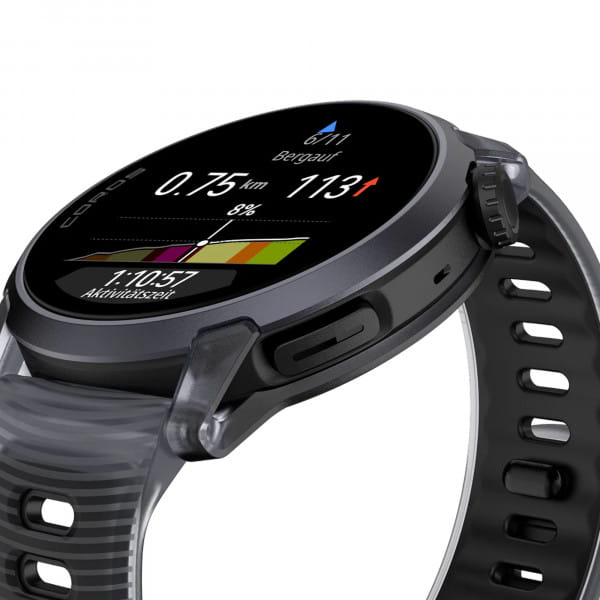 COROS PACE 4 GPS-Sportuhr Premiumversion mit Aluminiumgehäuse & Silikonband - Crystal Black