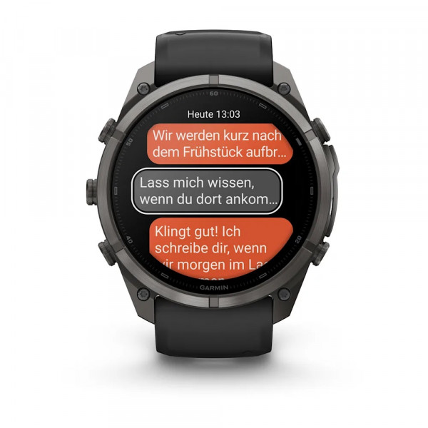 Garmin fēnix 9 Pro – inReach 51 mm Carbongrau DLC-Titan / Schwarz-Kieselgrau