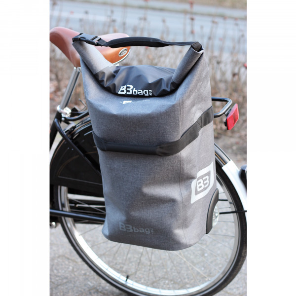 2in1 B&W B3 Bag Trolley + wasserdichte Fahrrad Gepäckträgertasche (Trunk Bag) grau