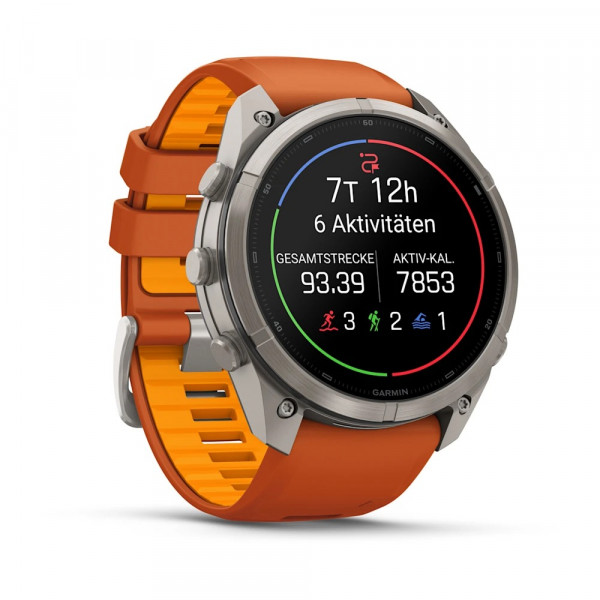 Garmin fēnix 9 Pro – inReach 51 mm Titan / Autumn Orange-Spark Orange