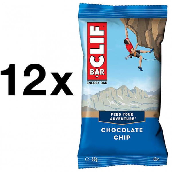 12x Clif Bar Energieriegel Chocolate Chip Schokochips im praktischen Karton