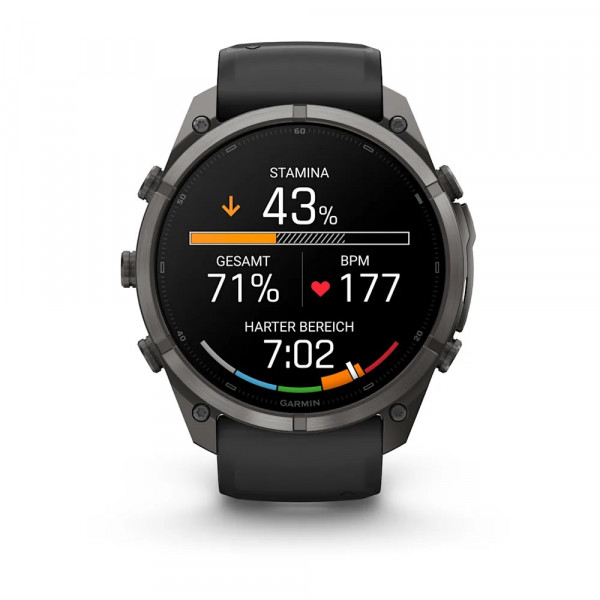 Garmin fēnix 9 Pro – inReach 51 mm Carbongrau DLC-Titan / Schwarz-Kieselgrau