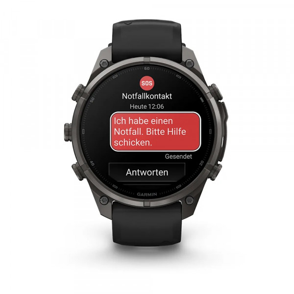Garmin fēnix 9 Pro – inReach 47 mm Carbongrau DLC-Titan / Schwarz-Kieselgrau